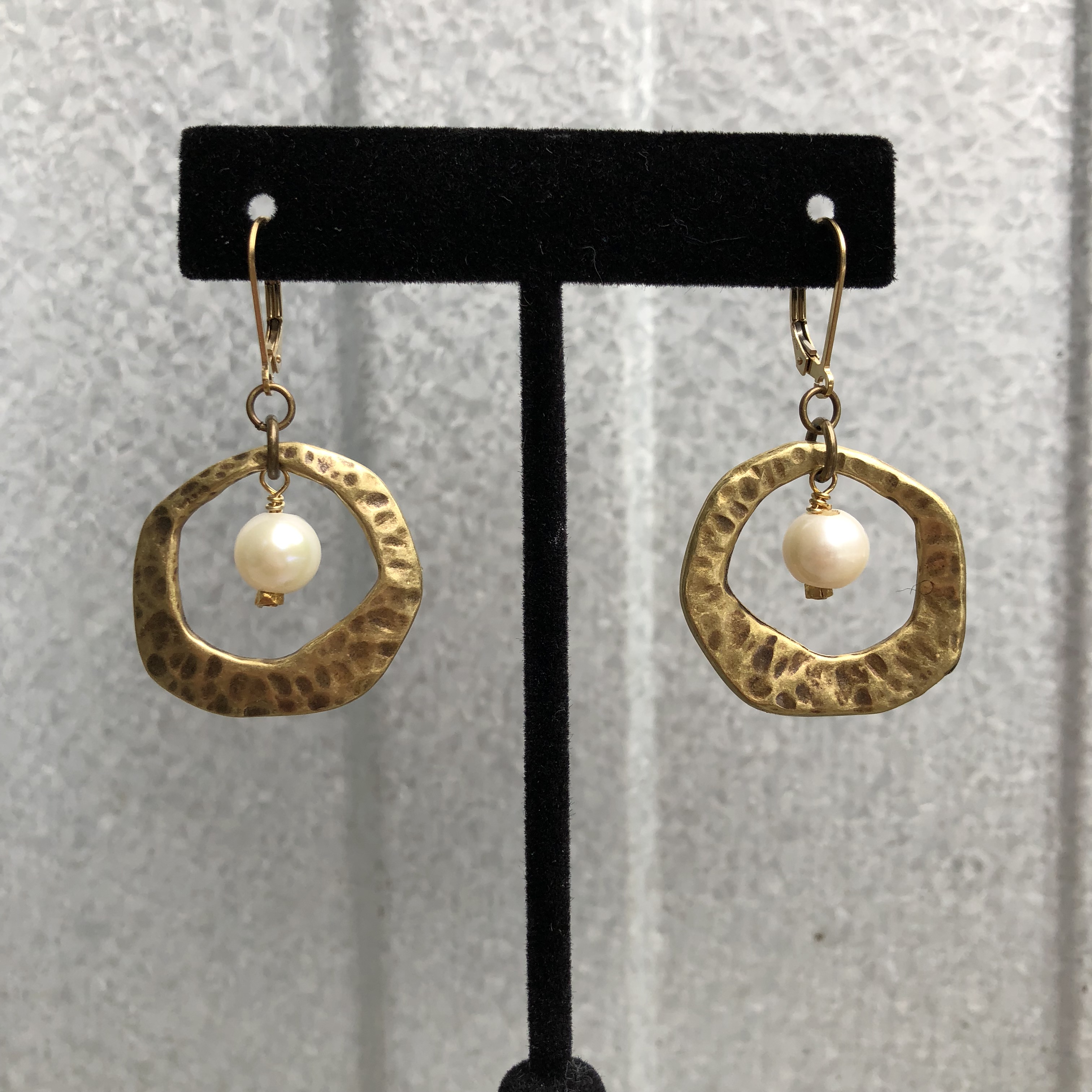 Gold Hoop Pearl Earrings with Gold Clasp - SASS Designs | Whistler BC